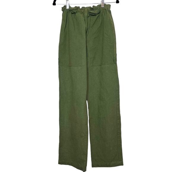 Tigre Et Tigre Green Sunny Canvas Cargo Utility Straight Leg High Rise Pant Sz S - Picture 2 of 12